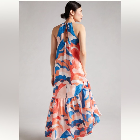 Maeve Flounces Ruffle Maxi Dress Blue Motif LP - Picture 3 of 3